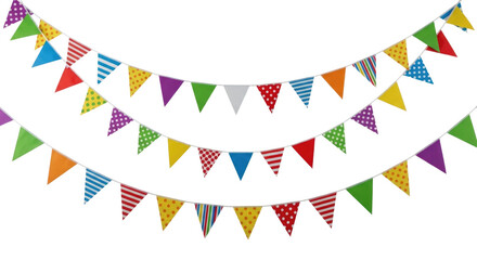 Fototapeta premium Colorful party bunting flags transparent background cutout png
