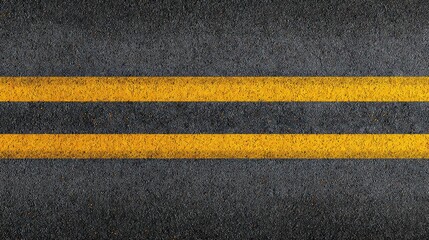 Asphalt Texture with Double Yellow Lines in Daytime Close Up View Full Frame Pavement Marking and Gray Background Suitable for Road Safety Concepts