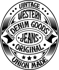 Vintage western denim goods jeans original union made, isolated on transparent background