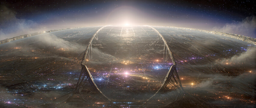 Explore a vibrant cosmic landscape of shimmering lights