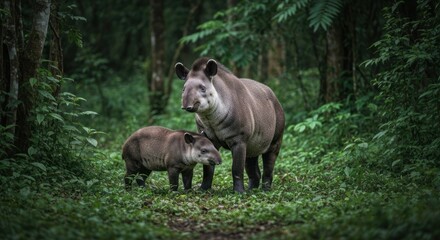 Adult Tapir And Baby Lush