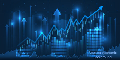 Abstract world economic artwork background with the money growth for business financial and investment.Vector illustrations.