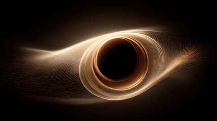 Black background with golden glowing particle vortex: Dynamic Light Trails Crafting Luxurious Visual Impact
