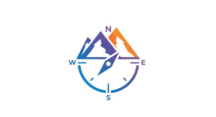 Mountain Compass Logo Design for Outdoor Adventure and Navigation.
