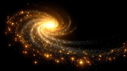 Black background with golden glowing particle vortex: Dynamic Light Trails Crafting Luxurious Visual Impact