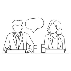 Line Art Illustration of Business Conference Panel