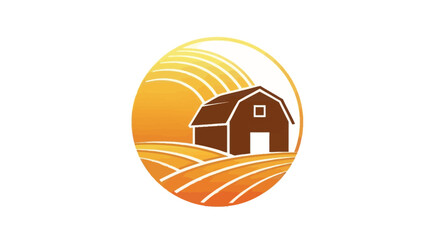 Fototapeta premium Rustic Barn in Golden Field Logo Design.