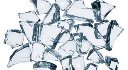 Pile of broken glass shards transparent background cutout png