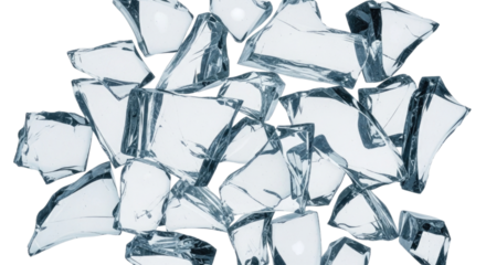 Pile of broken glass shards transparent background cutout png