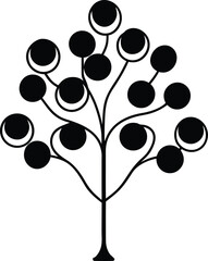 vector tree silhouette with butterflies