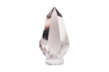 Crystal trophy award isolated on transparent background. Crystal trophy award mockup isolated on white background.