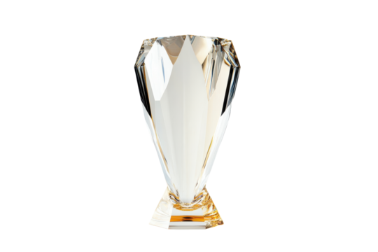 Crystal trophy award isolated on transparent background. Crystal trophy award mockup isolated on white background.