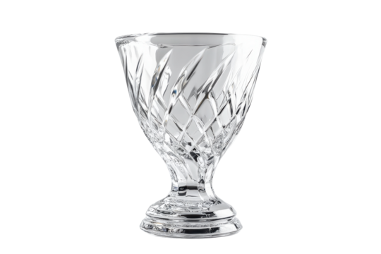 Crystal wine glass trophy award with intricate etched pattern isolated on transparent background. Crystal trophy award mockup isolated on white background. - Powered by Adobe