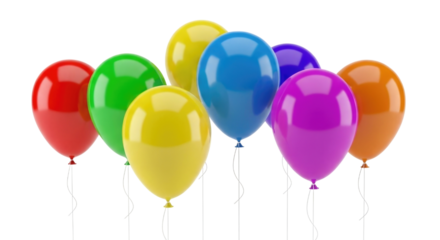 Group of colorful balloons transparent background cutout png