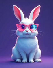 Blue Bunny Wearing Pink Sunglasses