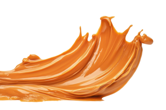 Smooth peanut butter dollop isolated on transparent background. Peanut butter spread isolated on white background.