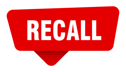 recall red sticker isolated on transpatent background. recall sign