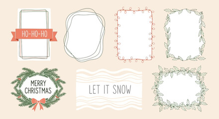 Festive Frames and Border Elements for Winter Holidays