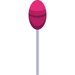 A single pink and purple lollipop on a light purple stick against a plain white background with a transparent overlay ideal for digital design and illustration uses