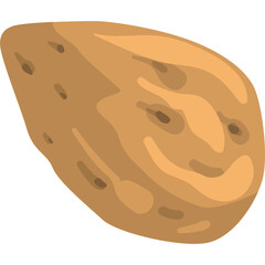 A single raw almond with a brown shell and textured surface on a transparent background representing a healthy food element