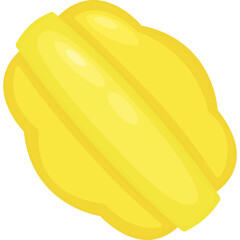 A Single Yellow Star Fruit Isolated on a Transparent Background Detailed Vector Illustration