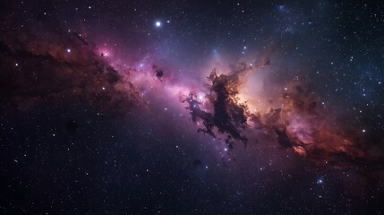 Obraz premium Celestial Symphony: A vibrant tapestry of cosmic colors and textures paints a breathtaking scene of a nebula, inviting exploration of the infinite wonders of space.