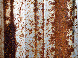 Old Weathered Zinc Roofing Panel with Brown Oxidation Stains