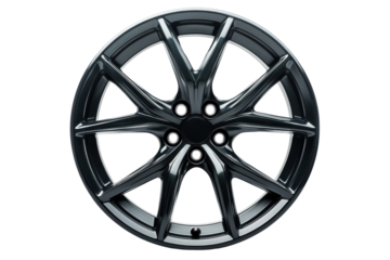 Shiny silver car wheel isolated on transparent background. Wheel isolated on white background.