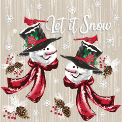 New Let it Snow wallpaper background snowman with cardinal birds 2026