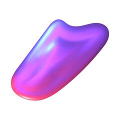 Chrome 3D shape floating in holographic light. Smooth Y2K metal tone and reflective chrome surface form a modern 3D shape.