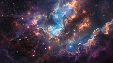 Obraz premium Space background with stardust and shining stars. Realistic cosmos and color nebula. Colorful galaxy