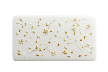 White card with delicate floral vine pattern isolated on transparent background.