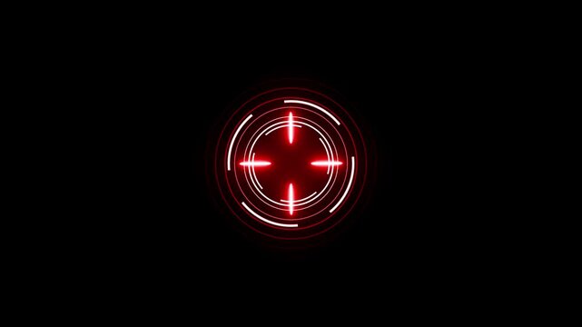 Red Futuristic Target Reticle with Concentric Circles on Black Background crosshair scope