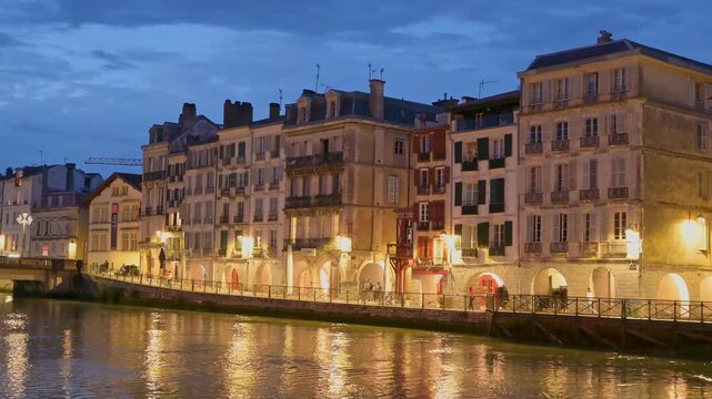 Twilight View of Bayonne&rsquo;s Historic Centre and Waterfront Dining &ndash; France