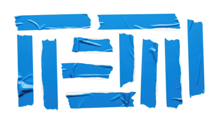 Blue painter s tape pieces transparent background cutout png