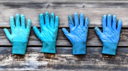 Gardening cleanup event backyard image of work gloves outdoor setting bird's eye view