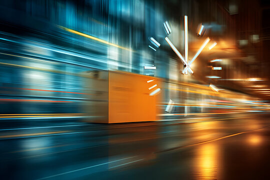 A fast-moving delivery truck captured in motion, symbolizing speed and efficiency in logistics and transport.