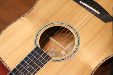 Obraz premium acoustic guitar close up
