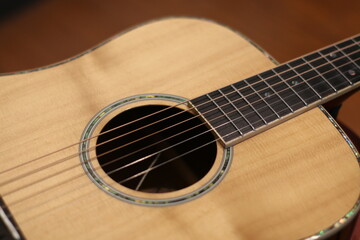 Obraz premium acoustic guitar close up