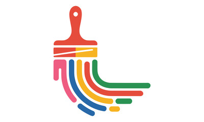 Vibrant multicolored paintbrush stroke logo symbolizing creativity and artistry