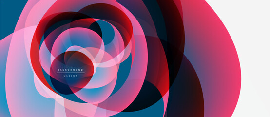 Obraz premium Abstract swirling layers, vibrant colors blend. Pink, blue, red create dynamic visual effect. Modern design element.