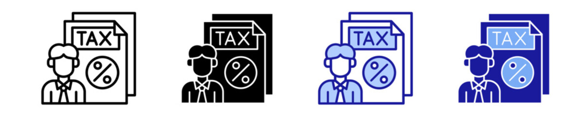 Tax Consultant  Icon Set Multiple Style Collection
