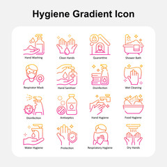 Fototapeta premium Personal Hygiene and Daily Body Care Gradient Icons Set 1