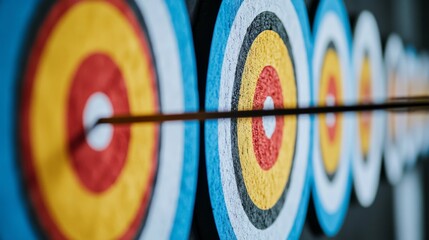 Archery Practice with Longbow Arrows Flying Toward Targets Against a Scenic Backdrop for Accuracy
