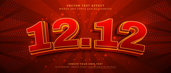 Sale 12 12 text effect in red comic style on a starburst background