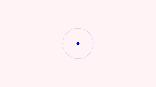 A single small blue dot centered within a thin light purple circle on a soft pink background abstract