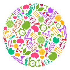 Health Related Symbols Colorful Circular