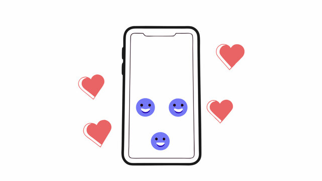 A stylized smartphone displaying a messaging app interface showing a group chat with supportive messages emojis and heart icons symbolizing friendship and encouragement.