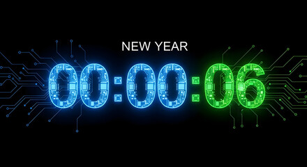 Ringing in New Year 2026 with electrifying anticipation as digital countdown reaches six seconds on