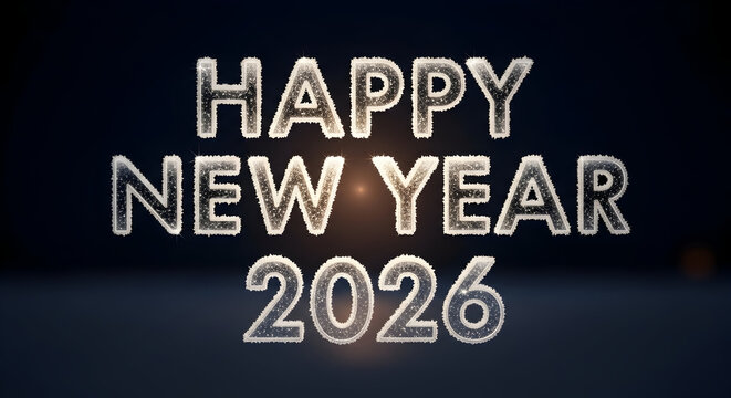 Welcoming a sparkling Happy New Year 2026 with hopeful anticipation and joy with a dark soft blurred